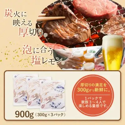 Y61-42 【訳あり】厚切り 牛タンステーキ 塩レモン（900g） 牛タン