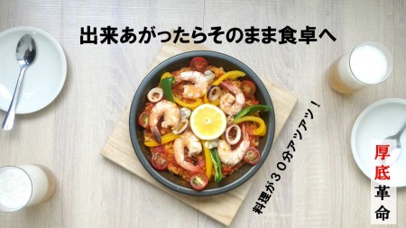 厚底クッキングプレート 24cm アルミ 鉄 1枚 ガス火 IH 直火 オーブン 日用品 蓄熱性 保温皿 BBQ バーベキュー イベント アウトドア キャンプ用品 アドバンスコンポジット 静岡県 富士市 [sf050-001]