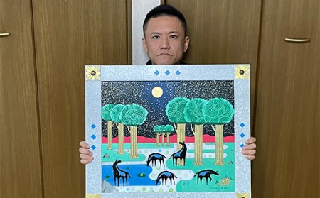 寄附者と作るオリジナルアート アクリルガラス絵制作 （木製額装込み） YOICHI-RON アート 絵画 作品 F20C-666