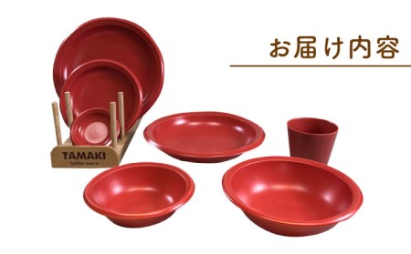 【美濃焼】AirStack 7形状セット（レッド）【丸利玉樹利喜蔵商店】食器 プレート ボウル パスタ皿 カレー皿 ケーキ皿 取り皿 薬味皿 小皿 煮物鉢 取り鉢 サラダボウル 食器セット 一式 新生活 軽い スタッキング シンプル レッド 赤 レンジ対応 食洗機対応 送料無料 [MCC024]