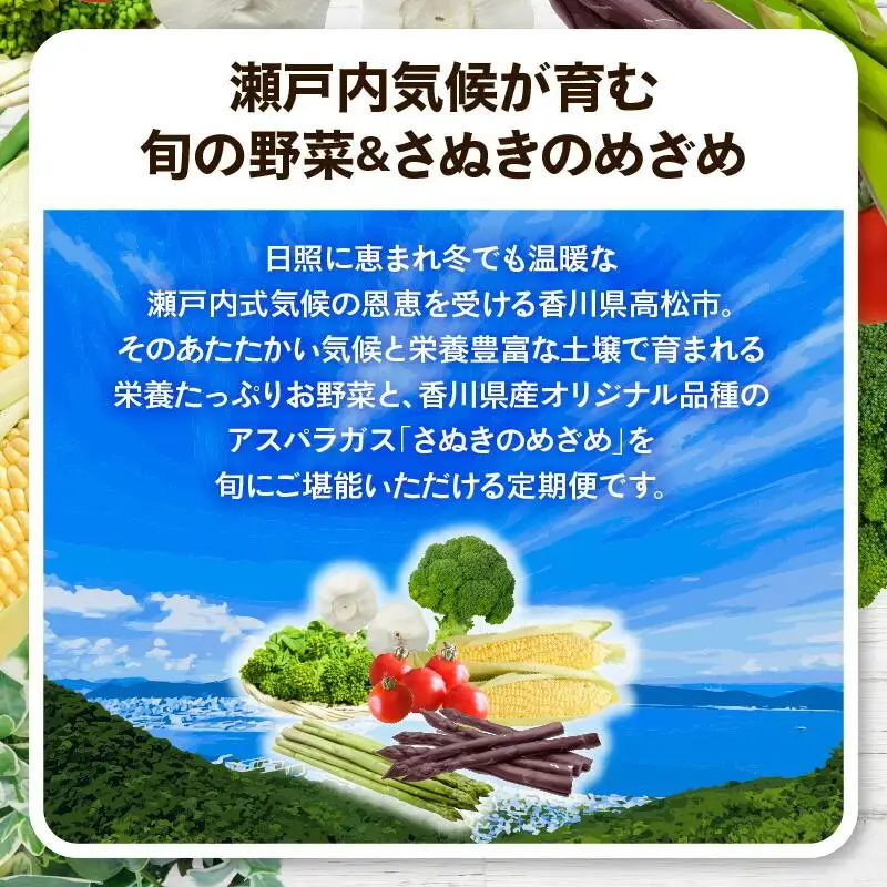 「香川県オリジナル品種さぬきのめざめ」と旬の野菜 定期便P