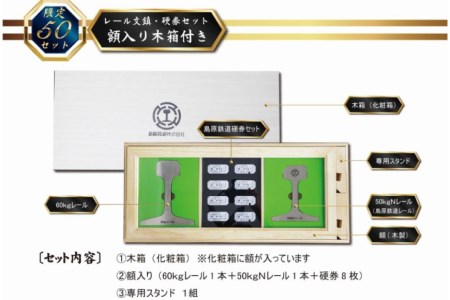 AG127【数量限定】島原鉄道 レール文鎮・硬券セット＜額入り木箱付き＞