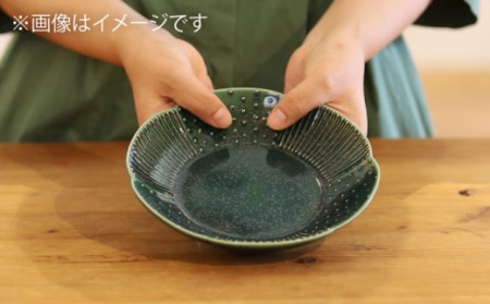 輪花皿グリーン小1点 NAT019 