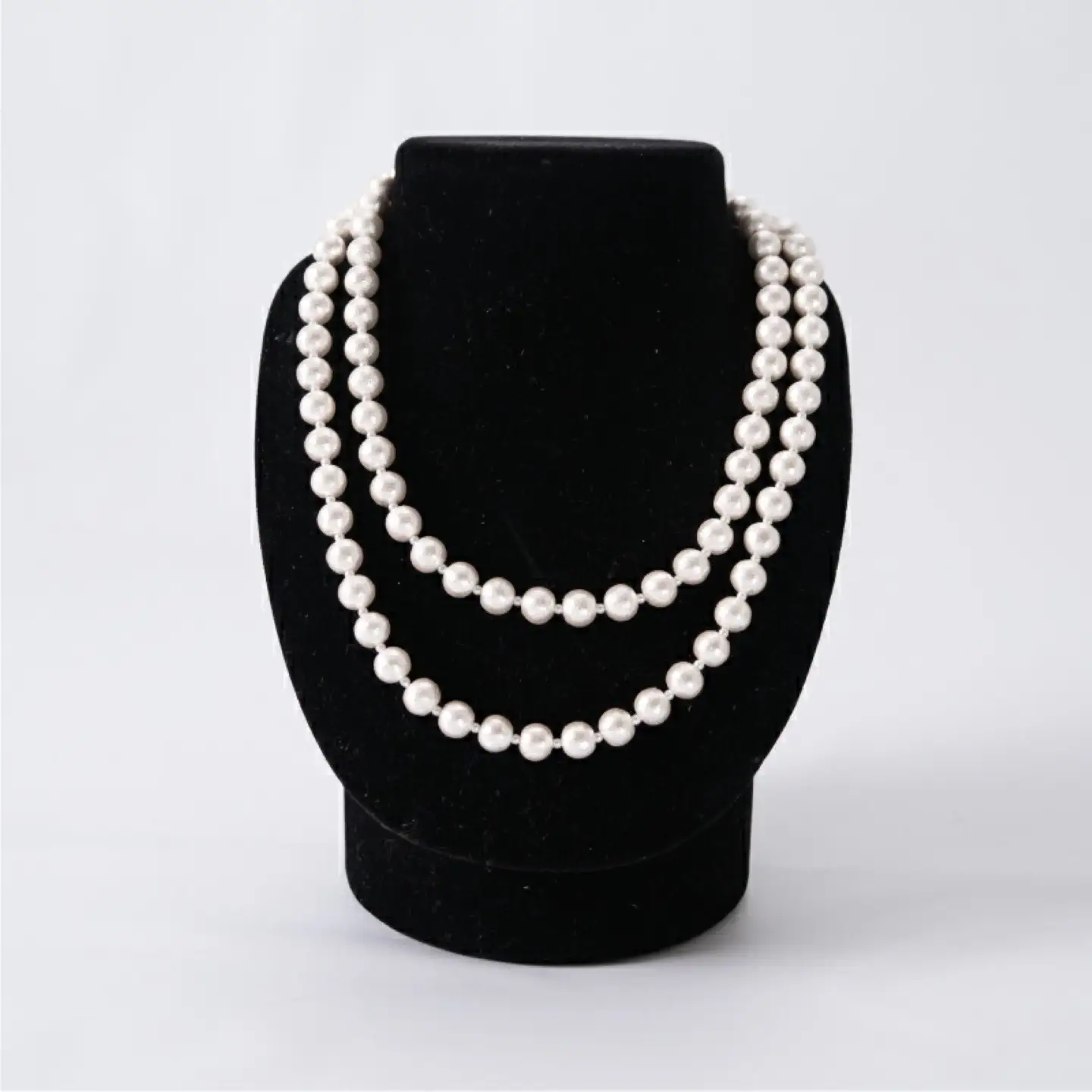 コットンパール「ホワイト」ロングネックレス(金具ゴールド)