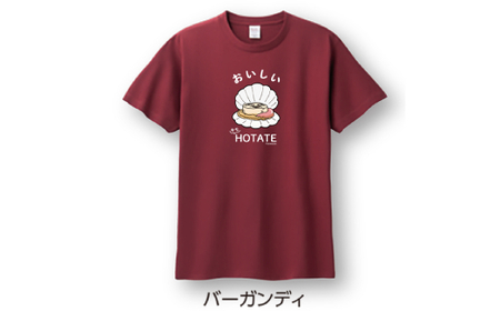 12-243 キモホタテグッズ(Tシャツ Mサイズ バーガンディ・ペーパーホルダー・シール）