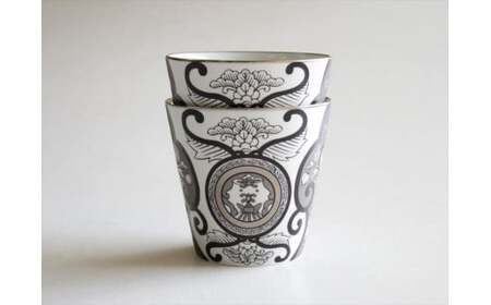 ARITA PORCELAIN LAB (アリタポーセリンラボ) JS古伊万里草花紋 ペアロックカップ 有田焼 モダン モノトーン フリーカップ コップ A45-387
