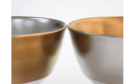 ARITA PORCELAIN LAB (アリタポーセリンラボ) ゴールド&プラチナ ツートンペア段付飯碗 有田焼 茶碗 モダン 小鉢 ボウル スタイリッシュ A60-121