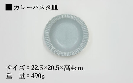 【美濃焼/みずなみ焼】 しのぎ カレーパスタ皿＆カップ 各2個 くすみグレー ペアセット 瑞浪市 / 山喜製陶 プレート マルチカップ 食器 [AZCP003]