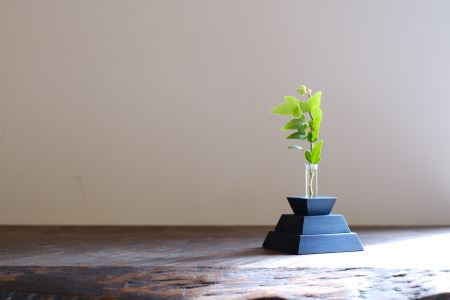 一輪挿し 木製 ひのき 藍染め インディゴ 工芸品 組み合わせ自由 家具屋アカトシロ ニッポンノシキ(R) アオ｜B53