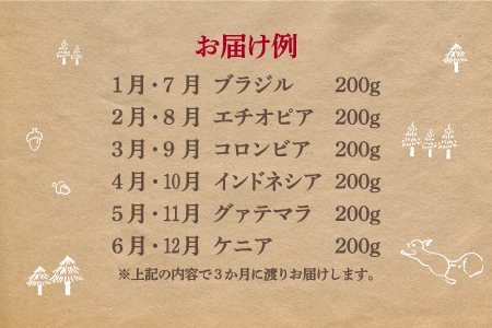 月替りスペシャルティコーヒー豆（200g）定期便3ヶ月【06008】
