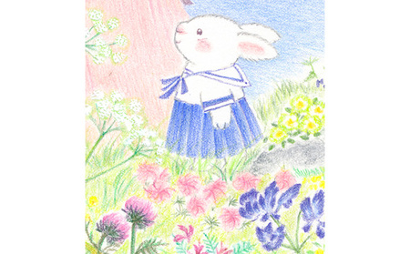 絵本作家おまたたかこ　ジークレー版画「高原散歩」