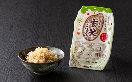 FYN6-512 【定期便】山形県産 山形つや姫玄米ごはん パックライス 24個セット×3回 特別栽培米つや姫使用 パックライス パックごはん お米 玄米 保存食 備蓄 常温 レンジ 簡単