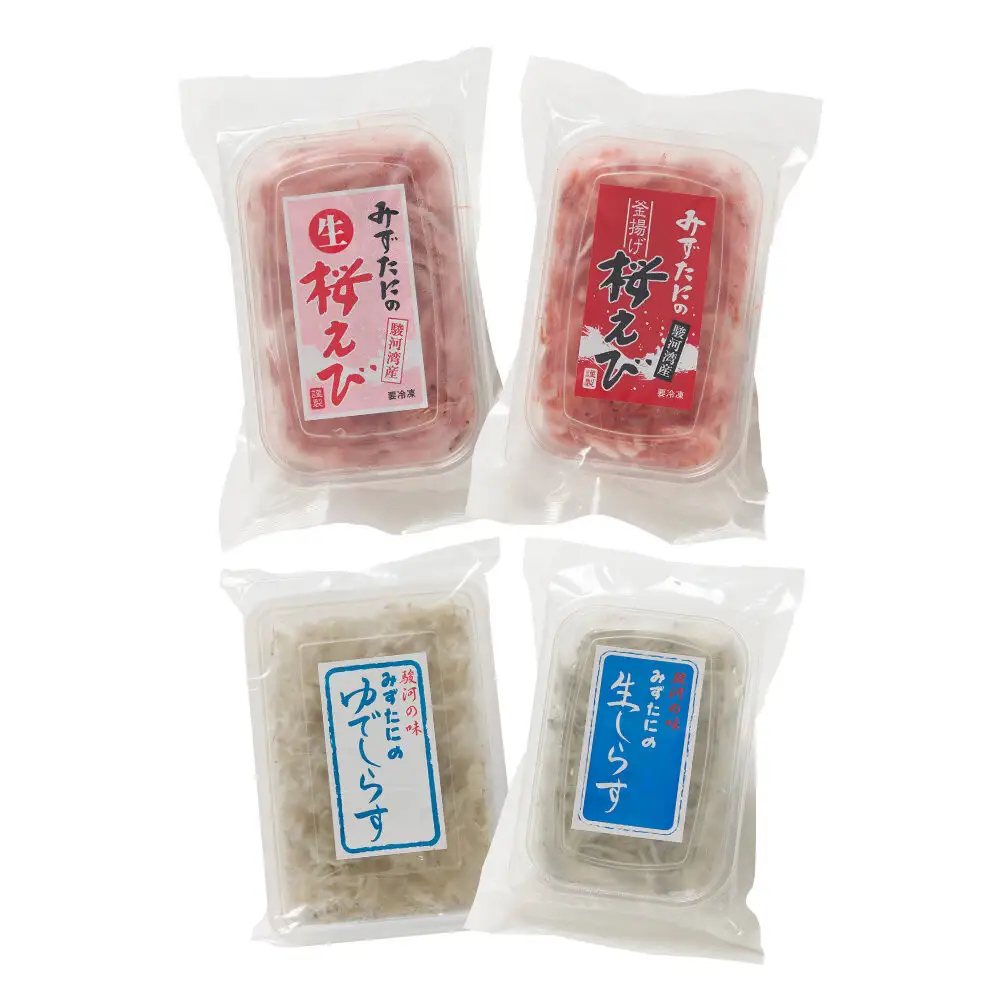 駿河湾産　生桜えび85g、釜揚げ桜えび75g、生しらす100g、釜揚げしらす160g 4種詰合せ◇