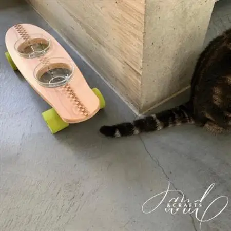 【＆CRAFTS】Pet bowls stand-2BOWLS-(Green)※名入れプレート付き【1378241】