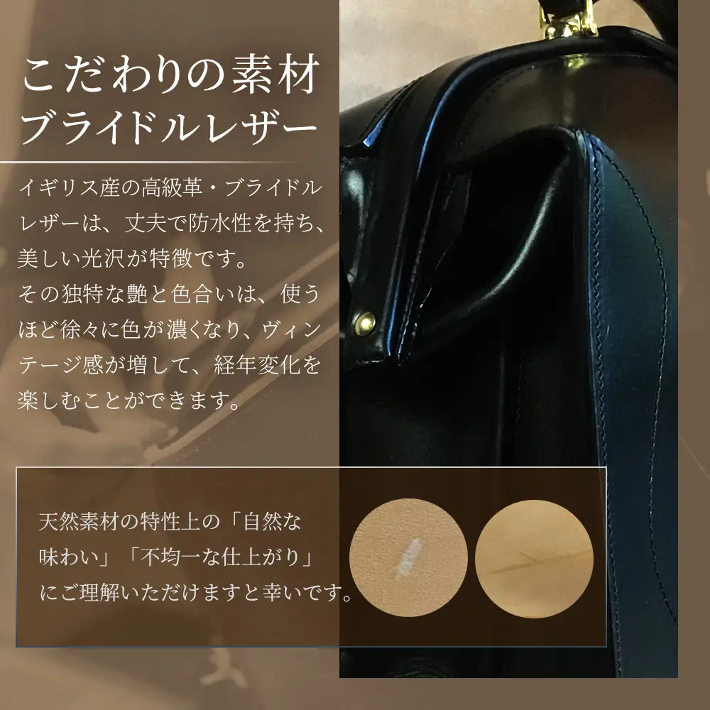 【 職人仕立て 】 ブライドルレザーダレスバッグ 6色から 選べる カラー BA7403 ｜ブライドルレザー ダレスバッグ ビジネスバッグ 職人 手作り 黒 こげ茶 赤茶 ネイビー キャメル ワインレッド 皮製品 フレーム バッグ 日本製 南大隅町 おすすめ 重厚 人気