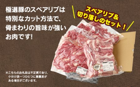 佐藤畜産の極選豚 豚肉切り落とし&スペアリブ合計3.2kgセット　※離島への配送不可　｜国産 豚肉 豚 肉 切り落とし 小分け こま切れ パック お弁当 スペアリブ  バーベキュー BBQ 豚こま