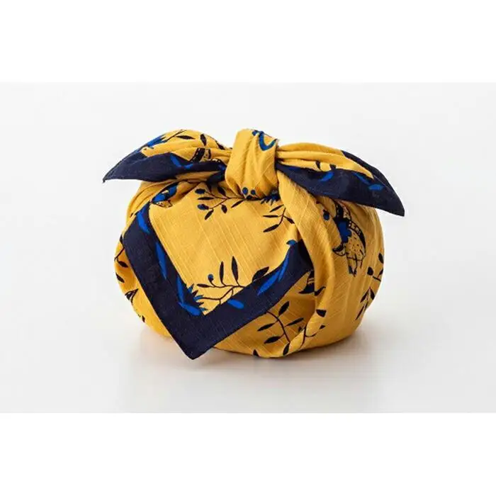 【丸和商業】綿小 風呂敷「UDKCふろしき～生命樹～」ブルー＋イエロー2枚セット