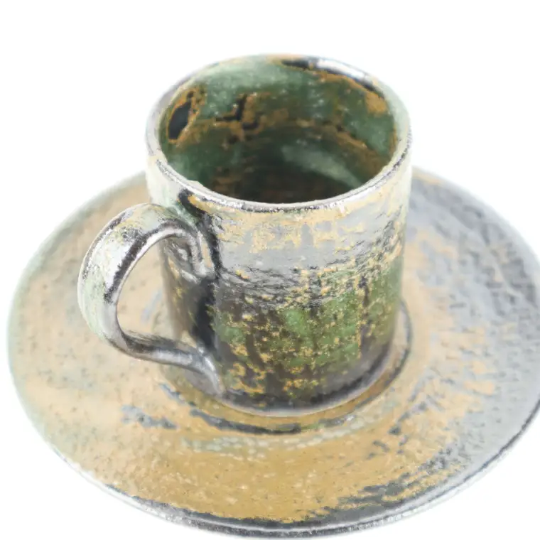 益子焼 大塚雅淑 デミタスカップ＆ソーサー2組 益子町 AT002