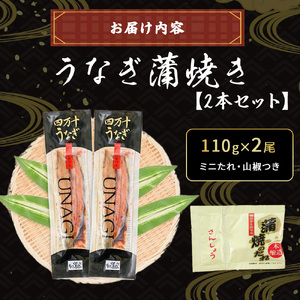 うなぎ 蒲焼き 220g (110g×2本) うなぎ 国産鰻 ／Esu-A92