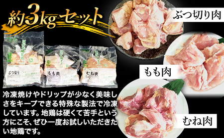 はかた地どり 食べくらべ3kgセット(もも・むね・ぶつ切り)《30日以内に出荷予定(土日祝除く)》鶏肉