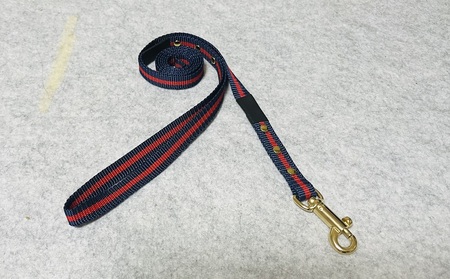 チワワ用カラー（首輪）＆リード(カラー：紺・赤・紺)【001-001】