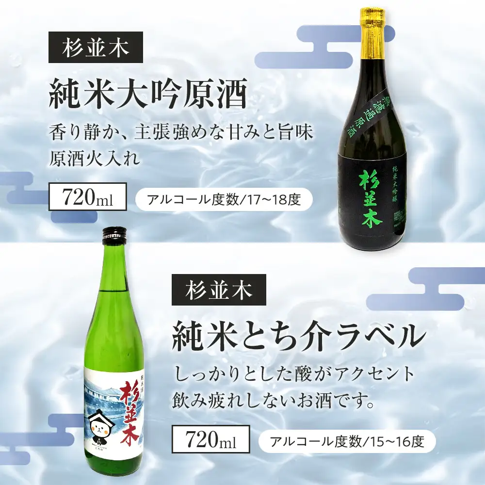 【杉並木】純米大吟醸 原酒・純米とち介ラベル セット｜ お酒 さけ 日本酒 地酒 純米 大吟醸 人気 ギフト 栃木 オリジナル