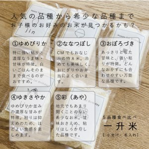 〈名入れ可〉一升米 選び取りカード付 北海道米 5品種食べ比べセット【U-016】