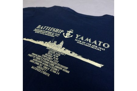 戦艦大和Tシャツ(金蒔絵シール付き)  LLサイズ ラブ天竺素材 携帯電話・ガラス・金属製品・漆器・陶器・パソコン・スポーツ用品等の装飾に 広島県 呉市 ku091-016-ll-r