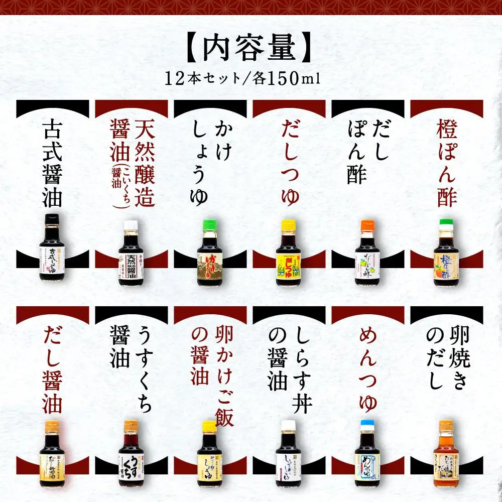 国産原料でつくる木桶仕込みのお醤油 全部お試しセット  150ml 12本 カネイワ醤油本店