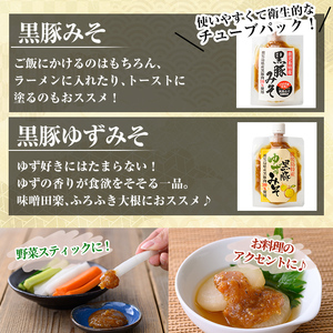 A0-344 鹿児島黒豚使用！黒豚みそ2種類セット(合計850g・黒豚みそ170g×3個、黒豚ゆずみそ170g×2個）【ヒラヤマ食品】霧島市 豚肉 豚味噌 味噌 ミソ ご飯のお供 調味料 おかず 小分け 和風 惣菜 常温