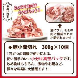 国産 四元豚 小間切れ 小分け セット 真空パック 300g 10個 総量 3000g ／ ありすぽーく 豚 肉 豚肉 豚こま 豚小間 切り落とし ３００ｇ 3kg ３ｋｇ ３０００ｇ 小分け包装 個包装 真空 焼肉 焼き肉 炒め物 自宅用 家庭用 人気 おすすめ