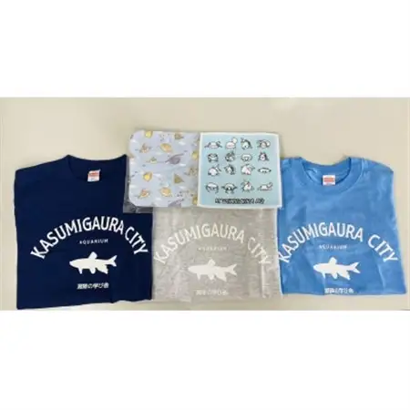 かすみがうら市水族館入館ご優待券とオリジナルTシャツ＆ハンカチ_雑貨・日用品 タオル    装飾品・工芸品 洋服    旅行券・チケット 水族館 入場券・優待券 _【1394568】