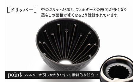 【美濃焼】peninsula -ペニンシュラ- 花びらレリーフ コーヒードリッパー・ポット セット ブラック【九左コンフィデンシャル】キッチン雑貨 珈琲 コーヒー ドリッパー ポット セット ティータイム おしゃれ 磁器 美濃焼 日本製 レンジ対応 食洗機対応 送料無料 [MEY002]