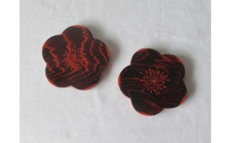 杉梅ノ花漆コースター（2客組) 花弁 木工芸 木製 工芸品 Fuji-iro 吉野杉 天然生漆 U-19
