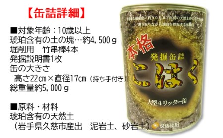 【自宅で琥珀の採掘体験！？】超本格「琥珀BIG缶詰」採掘体験缶セット