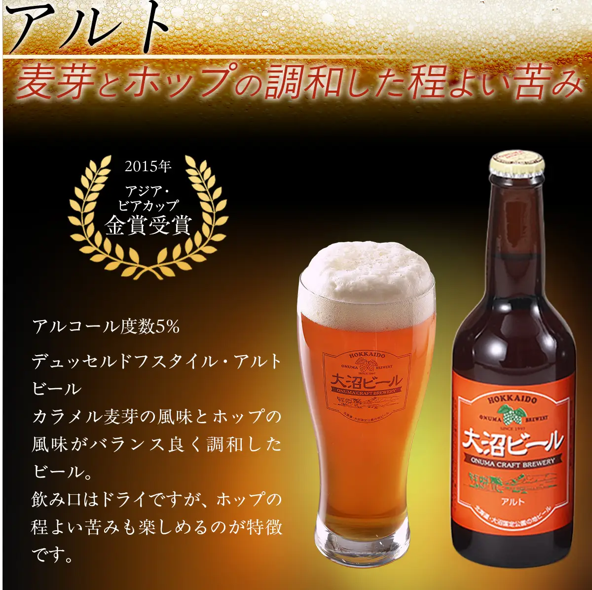 【金賞受賞】大沼ビール1L2本＋インディアペールエール330ml3本 ホップの苦みとフルーティな香り！ NAH010
