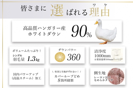 【ピンク】羽毛布団 本掛け布団 シングル ハンガリーホワイトダウン90％ アクア