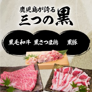 【5営業日以内に発送】鹿児島三黒肉（黒毛和牛・黒豚・黒さつま鶏）のしゃぶしゃぶセット 700g K134-006 肉 豚肉 牛肉 鶏肉 冷凍 スピード配送 最短 すぐ届く お急ぎ