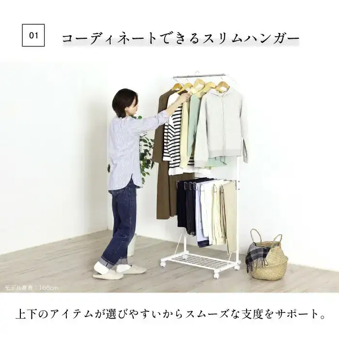 ボトム収納付きスリムハンガー ハンガーラック 燕三条製[川口工器]