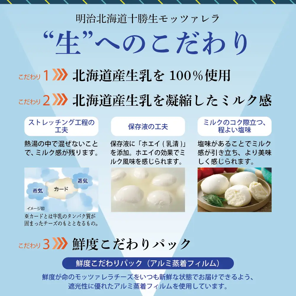  明治 北海道 十勝 チーズ 生モッツァレラ 6個 セット 100g×6袋 おつまみ 冷蔵便 詰め合わせ チーズ cheese CHEESE 乳製品 生乳 凝縮 ミルク 新鮮 パック お取り寄せ サラダ カプレーゼ ピザ トースト 芽室町me003-070c