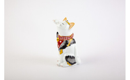 有田焼 招福猫 miw 椿 子【賞美堂本店】オブジェ 置物 招き猫 ねこ ネコ 子猫 子ネコ 縁起物 現代風 かわいい A45-310