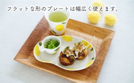 【波佐見焼】フレッシュアート  ビーンプレート＆新反仙茶＆片口小付 各2種類 計6枚〈りんご・レモン〉 [OAQ015]