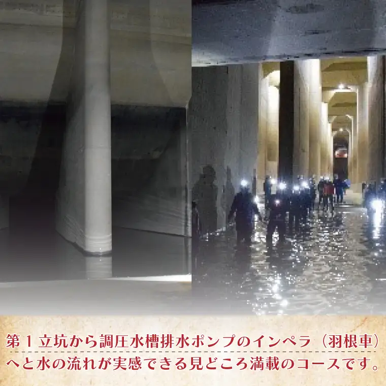 見どころ満載！首都圏外郭放水路インペラ体験コース1名様チケット（引換券）【埼玉県 春日部市 観光 産業見学 機械好き 社会科見学 非日常 おでかけ 週末 一人 旅行 大人】(BM003-1)