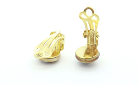 【美濃焼】 薄茶むら タイル イヤリング 直径10mm 瑞浪市 / TILEmade タイル アクセサリー ハンドメイド [AZCD067]