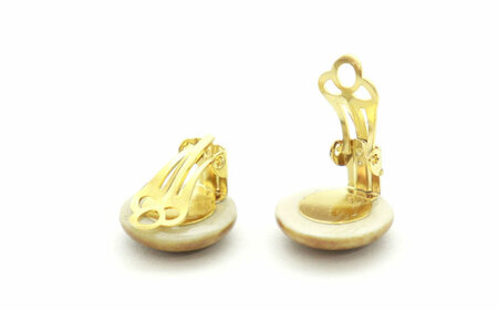 【美濃焼】 薄茶むら タイル イヤリング 直径15mm 瑞浪市 / TILEmade タイル アクセサリー ハンドメイド [AZCD068]