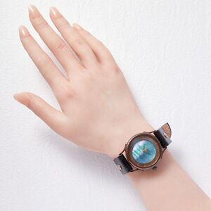 伝統工芸品【螺鈿(らでん)黒】の文字盤が美しいハンドメイドウォッチ バーインデックス ベルトカラー：黒 WJ002L 螺鈿黒-黒 腕時計