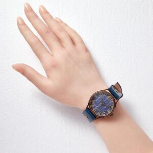 【金彩銀彩】で彩る華やかな「紺こん」が美しいハンドメイドウォッチ 伝統工芸品 ベルトカラー：茄子紺 WJ008L 紺-茄子紺 腕時計