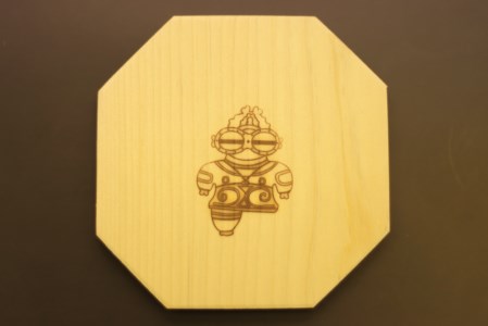 [天然青森ひば使用] オリジナル しゃこちゃん焼き印入り コースター2枚セット [0417]