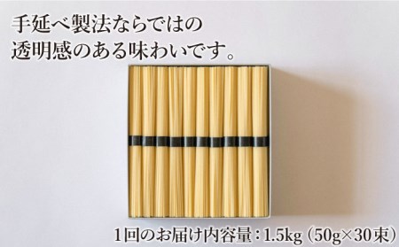 【定期便 12回】手延べ パスタ 1.5kg （50g×30束） / パスタ ぱすた スパゲッティ 麺 乾麺 / 南島原市 / 池田製麺工房 [SDA053]