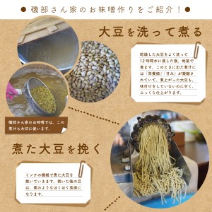 自家製天然醸造無添加みそセット（風呂敷包み） 味噌 食べ比べ２種類 青大豆 水煮 きな粉